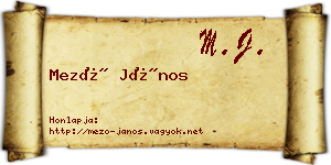 Mező János névjegykártya
